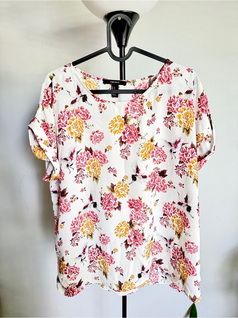 Forever 21 | White Blouse with Floral Print | Size Small